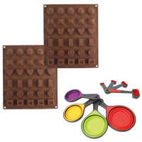 Set cofetarie Quasar & Co.®, cupe masurare, matrita 30 forme bomboane, silicon, maro-galben