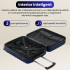 Set 3 trolere Quasar & Co.®, S/M/L, valize cu fermoar antifurt, bagaje cu cifru, maner telescopic, geamantane cu 4 roti duble silentioase 360°, ABS 2.8 mm extradur, captuseala buretata, cate 2 compartimente cu buzunar, LINE, bleumarin [7]