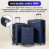 Set 3 trolere Quasar & Co.®, S/M/L, valize cu fermoar antifurt, bagaje cu cifru, maner telescopic, geamantane cu 4 roti duble silentioase 360°, ABS 2.8 mm extradur, captuseala buretata, cate 2 compartimente cu buzunar, LINE, bleumarin [8]