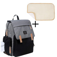 Rucsac, Quasar & Co.®, pentru mamici si bebelusi, compartimentat, textil, 40 x 30 x 13 cm, negru-gri