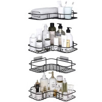 Set 4 etajere de colt, Quasar & Co.®, suspendate, 26 x 26 x 5.5 cm, metal, negru