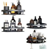 Set 4 etajere de colt, Quasar & Co.®, suspendate, 21 x 21 x 5 cm, aluminiu, negru