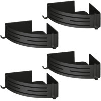 Set 4 etajere de colt, Quasar & Co.®, suspendate, cu 8 carlige, 21 x 21 x 6,8 cm, aluminiu, negru
