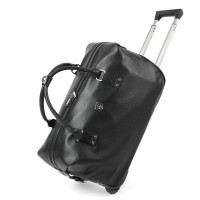 Geanta voiaj, Quasar & Co.®, tip troler, duffle, 52x28x27 cm, piele ecologica, negru