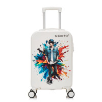 Troler cabina, Quasar & Co.®, model Max, cifru, 4 roti 360 grade, maner telescopic, alb inchis