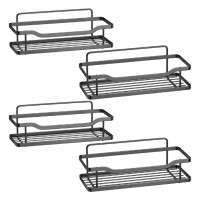 Set 4 etajere pentru dus, Quasar & Co.®, rafturi pentru baie, metal, suspendate, prindere cu adeziv, 6,5 x 12 x 31 / 7.5 x 13.5 x 31.5 cm, negru