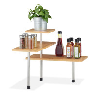 Raft universal pentru colt, Quasar & Co.®, lemn/metal, etajera cu 3 polite, 43x43x38 cm, natur