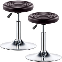 Set 2 scaune tip taburet bucatarie/bar, Quasar & Co.®, rotative, reglabile pe inaltime, tapitate cu piele ecologica, taburete pretabile pentru cosmetica, salon, living sau industrial, 32x42-55 cm, VIVO, maro
