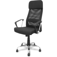 Scaun de birou Quasar & Co.®, model Alpha, ergonomic, inaltime reglabila, scaune 5 roti pivotante, cu spatar inalt, suport lombar, spatar reglabil, baza cromata, mesh/tesatura, negru