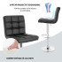 Set 2 scaune bar, Quasar & Co.®, inalt, inaltime reglabila, rotativ, sistem rotire 360°, picior antiderapant, baza cromata, suport fix metalic pentru picioare, pretabil bucatarie, piele ecologica, MODO, negru [6]