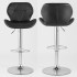 Set 2 scaune bar, Quasar & Co.®, inaltime reglabila, sistem rotire 360°, picior antiderapant, baza cromata, suport fix metalic pentru picioare, sezut tip scoica, piele ecologica, NOMA, negru [2]