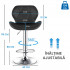 Set 2 scaune bar, Quasar & Co.®, inaltime reglabila, sistem rotire 360°, picior antiderapant, baza cromata, suport fix metalic pentru picioare, sezut tip scoica, piele ecologica, NOMA, negru [6]