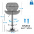 Set 2 scaune bar, Quasar & Co.®, inaltime reglabila, sistem rotire 360°, picior antiderapant, baza cromata, suport fix metalic pentru picioare, sezut tip scoica, piele ecologica, NOMA, gri [6]