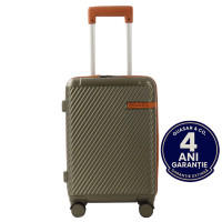 Troler cabina avion Quasar & Co.®, 56x38x23cm, bagaj de mana, troller cu cifru, maner telescopic lung, geamantan cu 4 roti duble silentioase 360°, valiza ABS, 2 compartimente cu buzunar, LUXOR, kaki