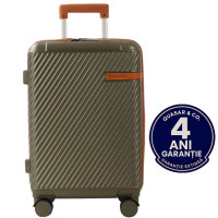Troler mare Quasar & Co.®, 74x48x30 cm, bagaj de cala, valiza cu cifru, maner telescopic lung, geamantan cu 4 roti duble silentioase 360°, ABS, 2 compartimente cu buzunar, LUXOR, kaki