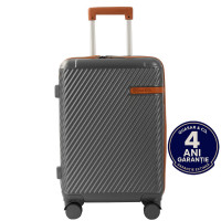 Troler mediu extensibil Quasar & Co.®, 64x41x26.5-31 cm, bagaj de cala, valiza cu cifru, maner telescopic lung, geamantan cu 4 roti duble silentioase 360°, ABS, 2 compartimente cu buzunar, LUXOR, gri