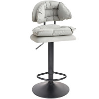 Scaun de bar Quasar & Co.®, rotativ, sistem rotire 360°, inalt, reglabil pe inaltime, suport picioare, scaune pretabile bucatarie, metal/piele ecologica/burete, CLEO, gri