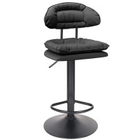 Scaun de bar Quasar & Co.®, rotativ, sistem rotire 360°, inalt, reglabil pe inaltime, suport picioare, scaune pretabile bucatarie, metal/piele ecologica/burete, CLEO, negru