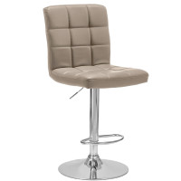 Scaun de bar Quasar & Co.®, inalt, inaltime reglabila, rotativ, sistem rotire 360°, picior antiderapant, baza cromata, suport fix metalic pentru picioare, scaune pretabile bucatarie, piele ecologica, MODO, bej
