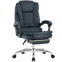 Scaun de birou Quasar & Co.®, model Beta, ergonomic, inaltime reglabila, spatar reglabil, suport picioare retractabil, scaune 5 roti pivotante, baza cromata, piele egologica, gri petrol