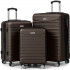 Set 3 trolere Quasar & Co.®, S/M/L, valize cu fermoar antifurt, bagaje cu cifru, maner telescopic, geamantane cu 4 roti duble silentioase 360°, ABS 2.8 mm extradur, captuseala buretata, cate 2 compartimente cu buzunar, LINE, Dark Coffee [2]