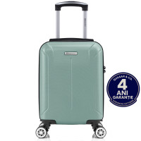 Troler cabina avion Quasar & Co.®, 40x30x20cm, bagaj de mana, troller cu cifru, valiza 4 roti duble detasabile 360°, fermoar antifurt, maner telescopic lung, geamantan din ABS extradur, captuseala buretata, 2 compartimente, buzunar, SMART, Turcoaz deschis