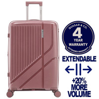 Troler mare extensibil Quasar & Co.®, 76x47x32-35cm, bagaj de cala, troller cu cifru, valiza cu fermoar antifurt, maner telescopic lung, geamantan cu 4 roti duble silentioase 360°, PP, rezistent, 2 compartimente cu buzunar, AERO, roz pudrat