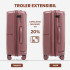Troler mare extensibil Quasar & Co.®, 76x47x32-35cm, bagaj de cala, troller cu cifru, valiza cu fermoar antifurt, maner telescopic lung, geamantan cu 4 roti duble silentioase 360°, PP, rezistent, 2 compartimente cu buzunar, AERO, roz pudrat [7]