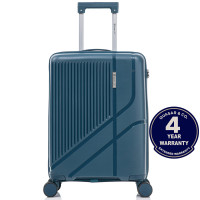 Troler cabina avion Quasar & Co.®, 56x37x23cm, bagaj de mana, troller cu cifru, maner telescopic lung, geamantan cu 4 roti duble silentioase 360°, valiza PP, rezistent, 2 compartimente cu buzunar, 10kg, AERO, albastru petrol