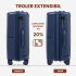 Set 3 trolere Quasar & Co.®, S/M/L, cabina/cala, valize cu fermoar antifurt, bagaje cu cifru, maner telescopic, geamantane cu 4 roti duble silentioase 360°, Mediu-Mare-extensibile, PP, cate 2 compartimente cu buzunar, AERO, bleumarin [6]