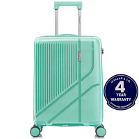 Troler cabina avion Quasar & Co.®, 56x37x23cm, bagaj de mana, troller cu cifru, maner telescopic lung, geamantan cu 4 roti duble silentioase 360°, valiza PP, rezistent, 2 compartimente cu buzunar, 10kg, AERO, verde