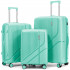 Set 3 trolere Quasar & Co.®, S/M/L, cabina/cala, valize cu fermoar antifurt, bagaje cu cifru, maner telescopic, geamantane cu 4 roti duble silentioase 360°, Mediu-Mare-extensibile, PP, cate 2 compartimente cu buzunar, AERO, verde [2]
