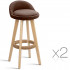 Set 2 scaune bar, Quasar & Co.®, rotative, sistem rotire 360°, inalte, tapitate, pretabile bucatarie, 37x37x80 cm, lemn/textil/burete, LOFT, maro [3]
