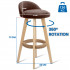 Set 2 scaune bar, Quasar & Co.®, rotative, sistem rotire 360°, inalte, tapitate, pretabile bucatarie, 37x37x80 cm, lemn/textil/burete, LOFT, maro [4]