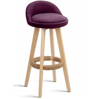 Scaun de bar Quasar & Co.®, rotativ, sistem rotire 360°, inalt, tapitat, scaune pretabile bucatarie, 37x37x80 cm, lemn/textil/burete, LOFT, visiniu