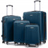 Set 4 trolere Quasar & Co.®, XS/S/M/L, valize cu fermoar antifurt, bagaje mana/cala, cu cifru, maner telescopic, geamantane cu 4 roti duble silentioase 360°, ABS, cate 2 compartimente cu buzunar, SMART, albastru petrol [2]