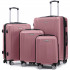 Set 4 trolere Quasar & Co.®, XS/S/M/L, valize cu fermoar antifurt, bagaje mana/cala, cu cifru, maner telescopic, geamantane cu 4 roti duble silentioase 360°, ABS, cate 2 compartimente cu buzunar, SMART, roz pudrat [2]
