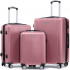 Set 3 trolere Quasar & Co.®, S/M/L, valize cu fermoar antifurt, bagaje cu cifru, maner telescopic, geamantane cu 4 roti duble silentioase 360°, ABS 2.8 mm extradur, captuseala buretata, cate 2 compartimente cu buzunar, SMART, roz pudrat [2]