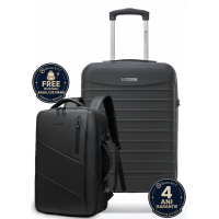 Set troler cabina si rucsac Quasar & Co.®, 55x38x21cm/44x30x15-25 cm, bagaj de mana, troller cu rucsac calatorie avion, Priority Pack, Vega-Line, ABS/pes, negru Set troler cabina si rucsac Quasar & Co.®, 55x38x21cm/44x30x15-25 cm, bagaj de mana, troller cu rucsac calatorie avion, Priority Pack, Vega-Line, ABS/pes, negru