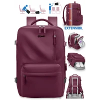 Rucsac bagaj de mana avion Quasar & Co.®, extensibil 43x30x20-28 cm, rucsac calatorie/voiaj multifunctional, impermeabil, compartiment pantofi, compartiment laptop, sistem agatare pe troler, pretabil drumetii/scoala, cu USB, textil, ATLAS, visiniu Rucsac bagaj de mana avion Quasar & Co.®, extensibil 43x30x20-28 cm, rucsac calatorie/voiaj multifunctional, impermeabil, compartiment pantofi, compartiment laptop, sistem agatare pe troler, pretabil drumetii/scoala, cu USB, textil, ATLAS, visiniu