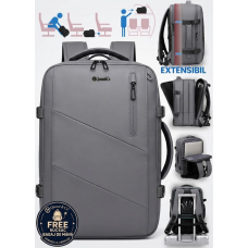 Rucsac Quasar & Co.®, bagaj de mana avion, multifunctional, extensibil, impermeabil, compartiment laptop, sistem agatare pe troler, rucsac calatorie/voiaj pretabil drumetii/scoala, piele ecologica, VEGA, gri Rucsac Quasar & Co.®, bagaj de mana avion, multifunctional, extensibil, impermeabil, compartiment laptop, sistem agatare pe troler, rucsac calatorie/voiaj pretabil drumetii/scoala, piele ecologica, VEGA, gri