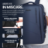 Rucsac Quasar & Co.®, bagaj de mana avion, multifunctional, extensibil, impermeabil, compartiment laptop, sistem agatare pe troler, rucsac calatorie/voiaj pretabil drumetii/scoala, piele ecologica, VEGA, bleumarin [6]