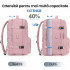 Rucsac voiaj, Quasar & Co.®, bagaj mana avion extensibil 43x30x20-28 cm + sac rufe + husa cabluri + trusa calatorie, rucsac calatorie multifunctional, impermeabil, compartiment pantofi, compartiment laptop, sistem agatare pe troler, textil, roz/gri [2]