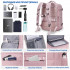 Rucsac voiaj, Quasar & Co.®, bagaj mana avion extensibil 43x30x20-28 cm + sac rufe + husa cabluri + trusa calatorie, rucsac calatorie multifunctional, impermeabil, compartiment pantofi, compartiment laptop, sistem agatare pe troler, textil, roz/gri [4]