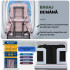 Rucsac voiaj, Quasar & Co.®, bagaj mana avion extensibil 43x30x20-28 cm + sac rufe + husa cabluri + trusa calatorie, rucsac calatorie multifunctional, impermeabil, compartiment pantofi, compartiment laptop, sistem agatare pe troler, textil, roz/gri [5]