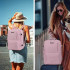 Rucsac voiaj, Quasar & Co.®, bagaj mana avion extensibil 43x30x20-28 cm + sac rufe + husa cabluri + trusa calatorie, rucsac calatorie multifunctional, impermeabil, compartiment pantofi, compartiment laptop, sistem agatare pe troler, textil, roz/gri [7]