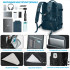 Rucsac voiaj, Quasar & Co.®, bagaj mana avion extensibil 43x30x20-28 cm + 2 x husa haine + trusa calatorie, rucsac calatorie multifunctional, impermeabil, compartiment pantofi, compartiment laptop, sistem agatare pe troler, textil, petrol/gri [4]