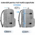 Rucsac voiaj, Quasar & Co.®, bagaj mana avion extensibil 43x30x20-28 cm + husa haine + sac rufe + trusa calatorie, rucsac calatorie multifunctional, impermeabil, compartiment pantofi, compartiment laptop, sistem agatare pe troler, textil, gri/gri [2]