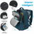 Rucsac voiaj, Quasar & Co.®, bagaj mana avion extensibil 43x30x20-28 cm + husa haine + sac rufe + trusa calatorie, rucsac calatorie multifunctional, impermeabil, compartiment pantofi, compartiment laptop, sistem agatare pe troler, textil, petrol/gri [3]
