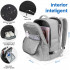 Rucsac voiaj, Quasar & Co.®, bagaj mana avion extensibil 43x30x20-28 cm + trusa cosmetice cu carlig + trusa calatorie, rucsac calatorie multifunctional, impermeabil, compartiment pantofi, compartiment laptop, sistem agatare pe troler, textil, gri/gri [3]